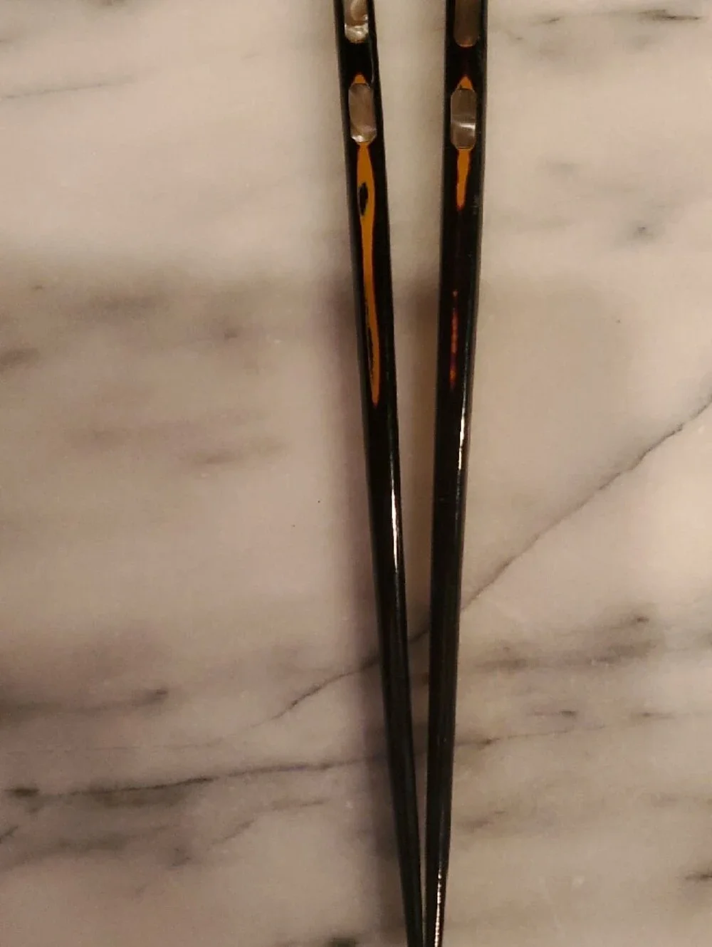 Japanese Black Lacquered Mother Of Pearl/Abalone Chopsticks